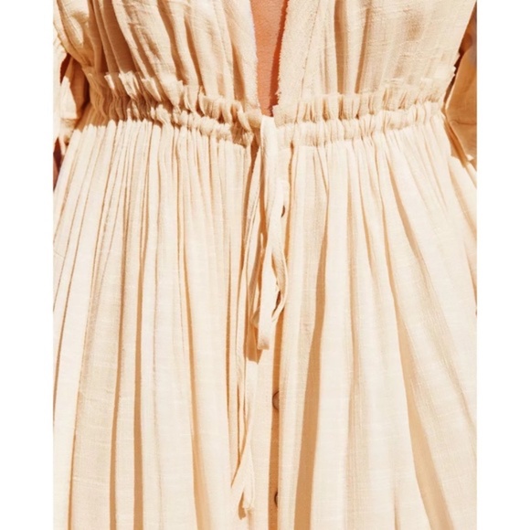 SOLD OUT Cream Gauze Boho Raw Hem Button Maxi Dress - Picture 8 of 11